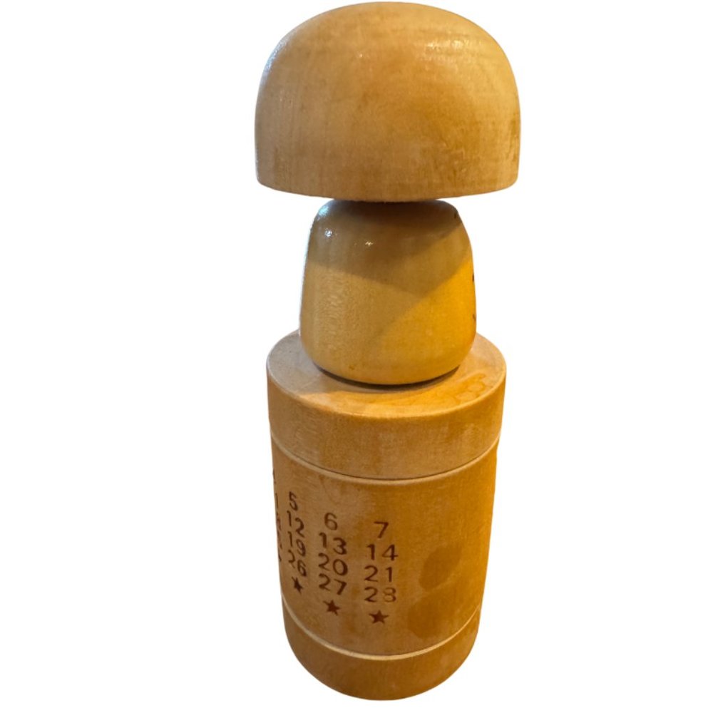 Vintage Genuine Wooden Japanese Kokeshi Calendar Doll from Japan (1970w) - Picture 3 of 5